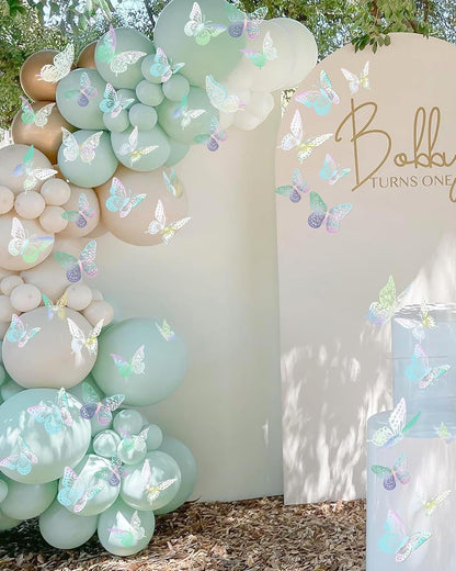 72Pcs 3D Butterfly Wall Decor, Laser Butterfly Decorations, 4 Styles 3 Sizes Removable Butterflies Room Decor Butterflies Wall Stickers for Birthday Party Garden Tea Cake Flower Decorations