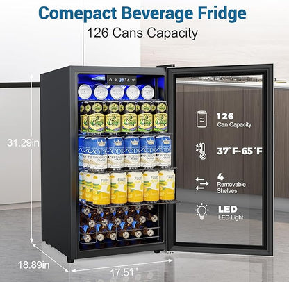 Mini Beverage Refrigerator 3.2 Cu. Ft Small Fridge 126 Can Lockable Drink Cooler - Image 2