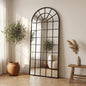 70x30Inch Large Arched Window Pane Mirror| Black Arched Mirrors for Wall & Floor | Arch Mirror Full Length for Entryway Living Room & Bedroom | Oversized Mirrors | Wall Art Decorative |Farmhouse Décor