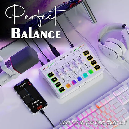 IXTECH Gaming Audio Mixer 4 Channel Soundboard, Streaming RGB PC Audio Interface - Image 3