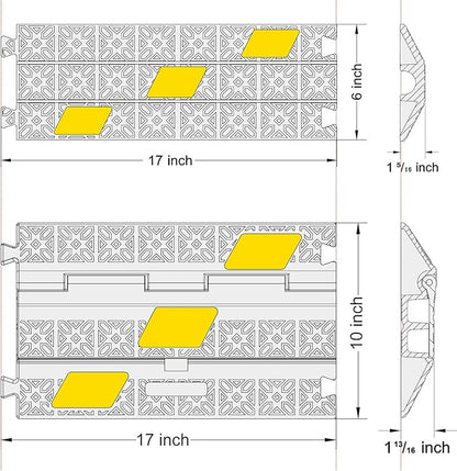 OranLite 6 Pack 2-Channel Rubber Cable Protector Ramp, Visible at Night - Image 2