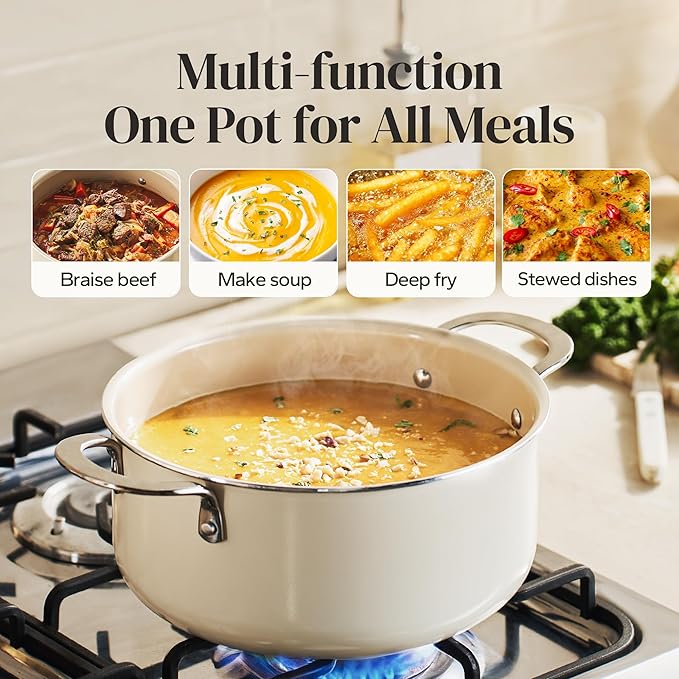 Redchef Ceramic Stock Pot with Lid, Soup Pot - Image 5
