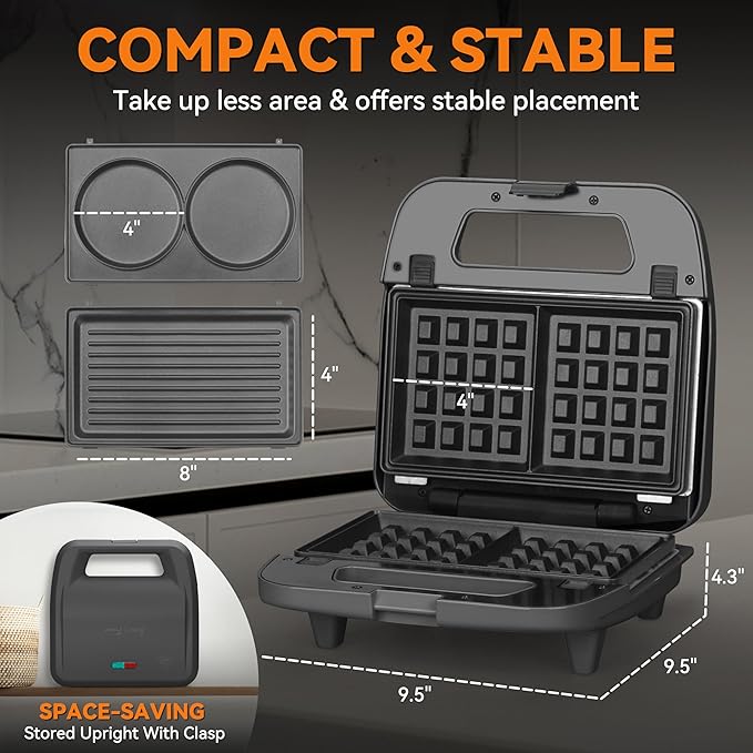 Baker’s Friend 3 in 1 Mini Waffle Maker - Image 5