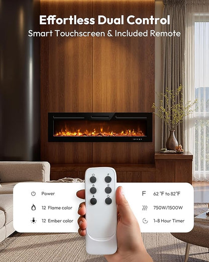 EUHOMY 60 Inch Electric Fireplace Recessed Wall Mounted - Image 5