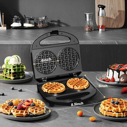 OSTBA Mini Waffle Maker 750W, Double 4-Inch Belgian Waffles Iron, Nonstick - Image 2