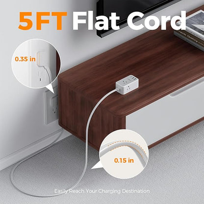 TESSAN Small Flat Plug Power Strip - Image 6