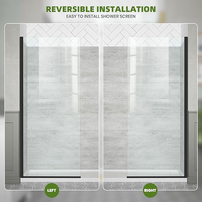 Fixed Shower Glass Panel, 5/16" Tempered Glass Shower Screen Easy to Clean - Image 6