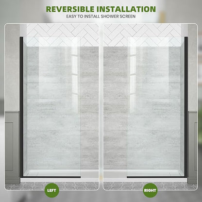 34" W x 78" H Shower Glass Panel, Semi-Frameless Fixed Shower Screen Walk-in - Image 3