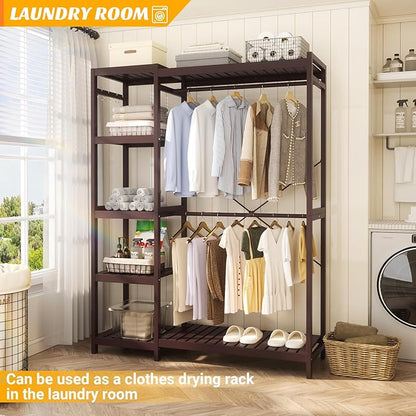 Homykic Bamboo Clothes Rack Garment Rack - Image 8