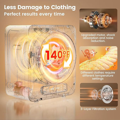 VCJ Portable Dryer for Laundry, 12lbs Clothes Dryer - Image 6