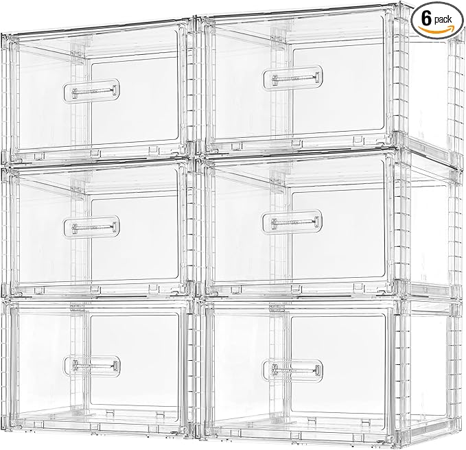 Vtopmart 6 Pack 18QT Clear Stackable Storage Drawers, Easily Assemble Closet by Vtopmart