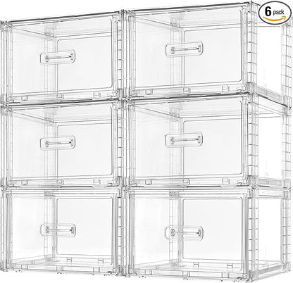 Vtopmart 6 Pack 18QT Clear Stackable Storage Drawers, Easily Assemble Closet by Vtopmart