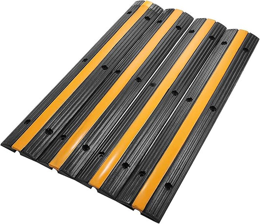 Reliancer 4 Pack 1-Channel Rubber Cable Protector Ramp Traffic Speed Bump by RELIANCER