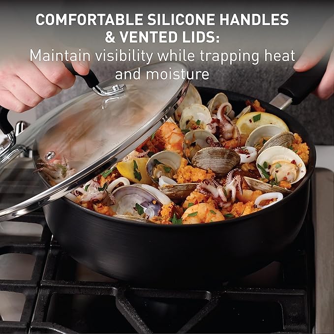 T-Fal Ultimate Hard Anodized Nonstick Cookware Set 17 Piece, Nonstick Pots and - Image 6
