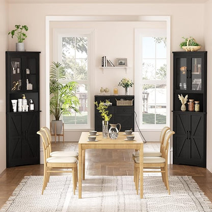 67''H Black Tall Farmhouse Corner Storage Cabinet - Image 3