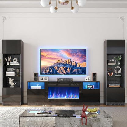 YISUFO 80” TV Stand with 36” Electric Fireplace, Large Modern Media - Image 9