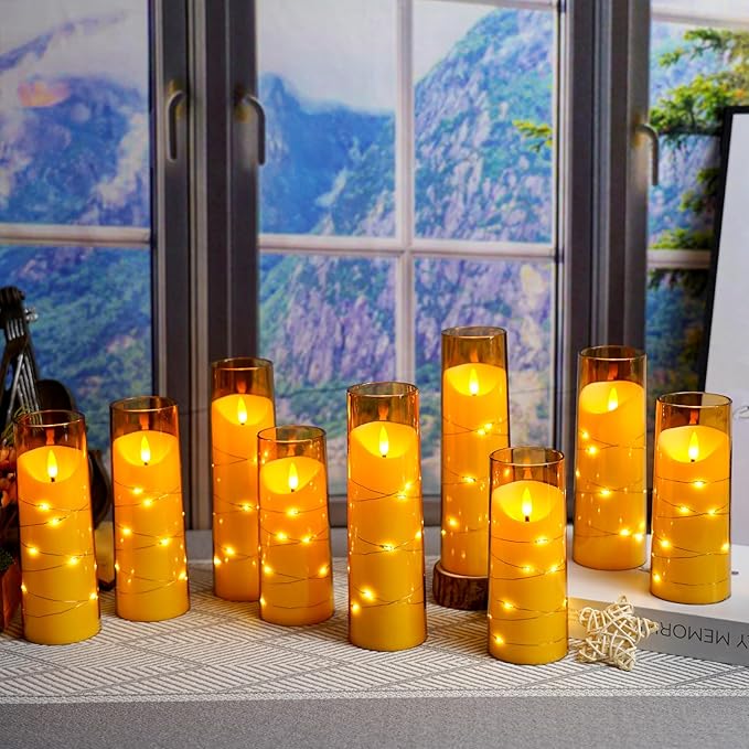 Flameless Candles with Embedded Star String, Battery Operated LED Pillar - Image 3