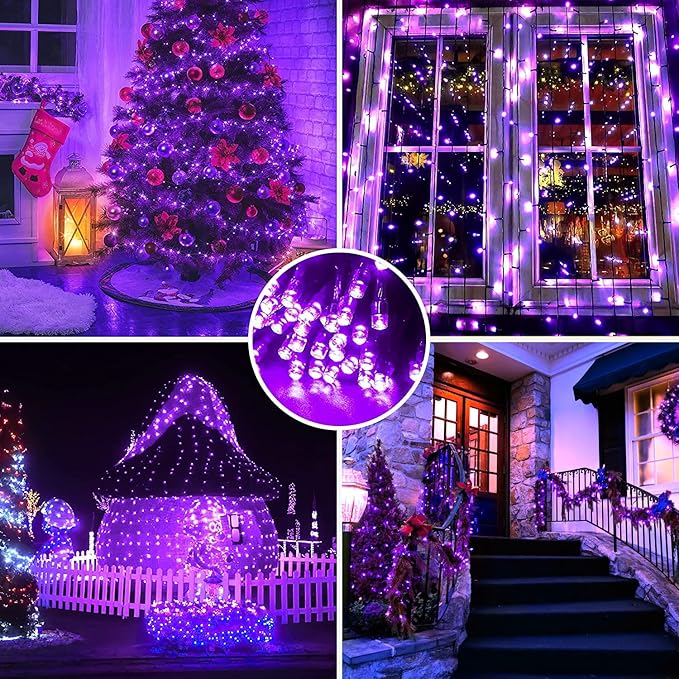 YEGUO 165ft 500 LED Halloween Lights Outdoor Waterproof, 8 Modes Purple Strin...