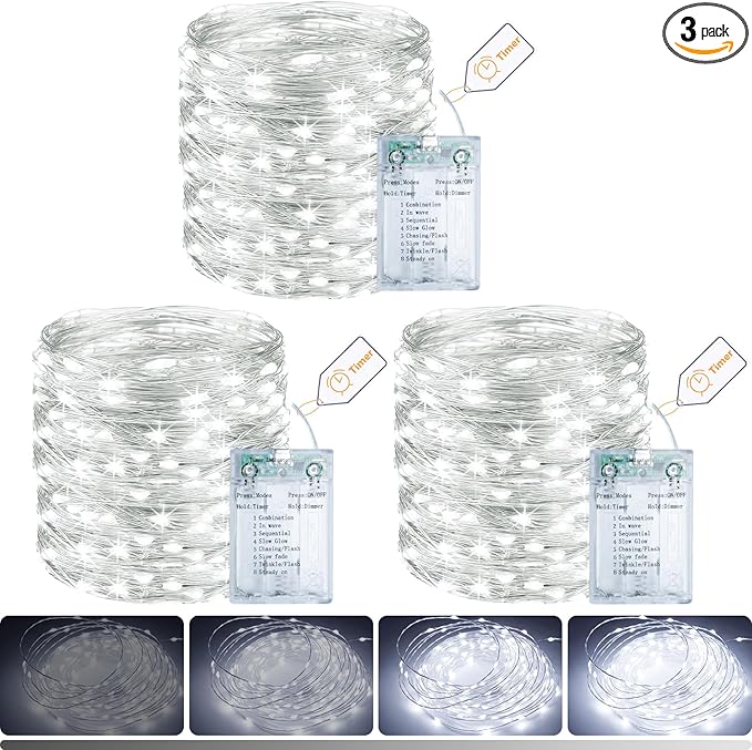 litogo 3 Pack Fairy Lights Battery Operated by Litogo