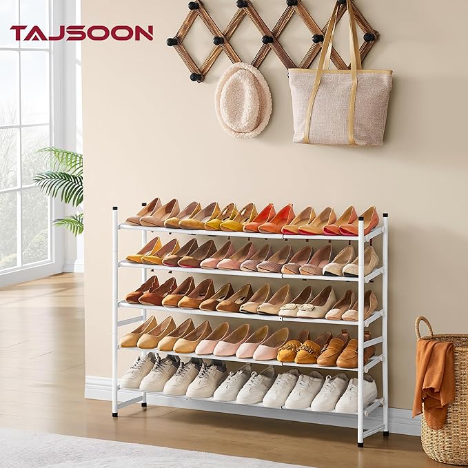 Tajsoon Expandable Shoe Rack for Closet 5 Tier, 29“-41“Adjustable & Stackable - Image 8