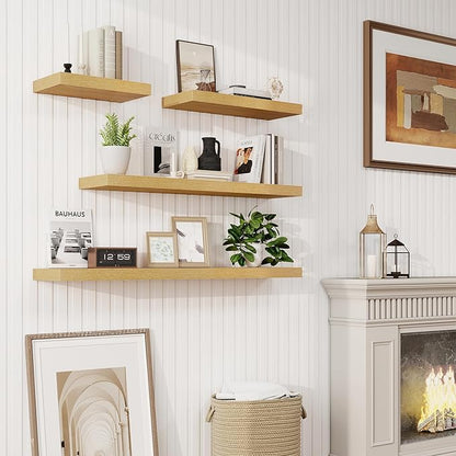 32in Floating Shelves for Wall, 2 Pack Long Wall Mounted Engineered Wood Shelves - Image 2