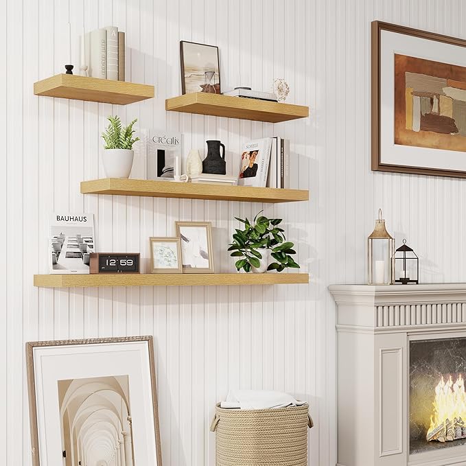 30in Floating Shelves for Wall, 2 Pack Long Wall Mounted Engineered Wood Shelves - Image 2