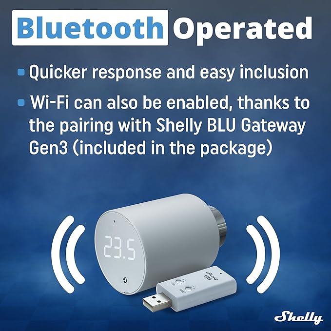 Shelly Blu TRV & Blu Gateway Gen3, Smart Thermostatic Radiator Valve, - Image 2