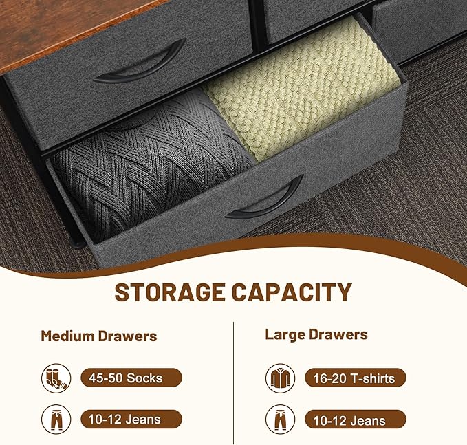Dresser for Bedroom with 5 Drawers, Chest of Drawers, Storage Drawers Organizer - Image 5