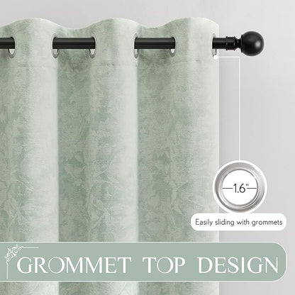 Beauoop Green Floral Jacquard Blackout Curtains 72 Inches Long 2 Panels - Image 6
