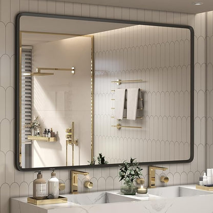 55x40 Inch Black Matte Framed Mirror by GOLOMO