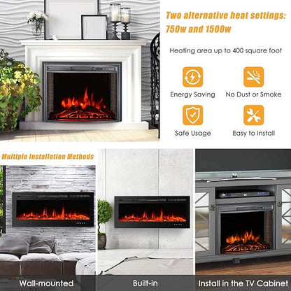 CharaVector Electric Fireplaces Recessed Wall Mounted Fireplace Insert 50 Inch - Image 8