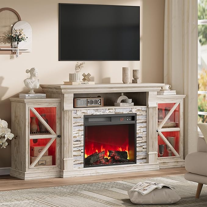 QUW Electric Fireplace TV Stand, Modern TV Console Table - Image 8