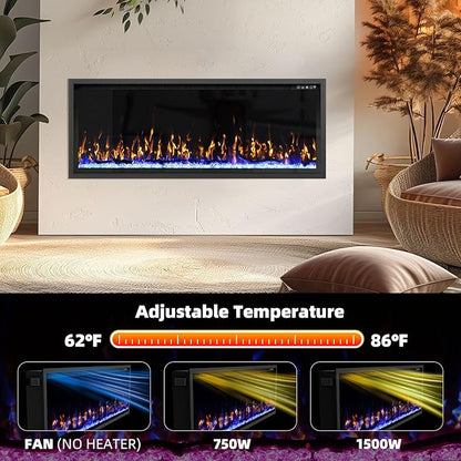 50'' Luxury Electric Fireplace – Wall Mounted & Recessed, Ultra-Slim Design - Image 4