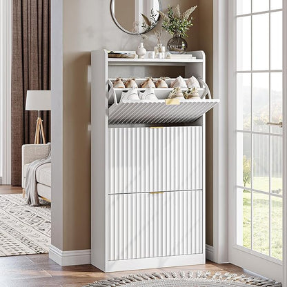 CHUWELL Fluted Shoe Cabinet Storage - Image 8