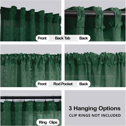 KOUFALL Dark Emerald Green Curtains for Living Room 96 Inch Long 2 Panel Set Sheer Vintage Moody Curtains for Bedroom Dining Room Cortinas De Navidad para Sala Navideñas