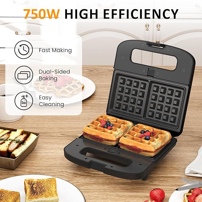 Sunvivi 3 in 1 Electric Sandwich Maker: Panini Press Grill and Waffle Iron Set - Image 4
