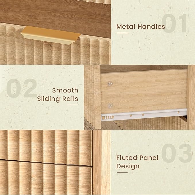 Coffee Bar Cabinet with Charging Station and Lighting, Natural Oak - Image 5