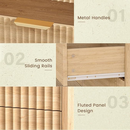 Coffee Bar Cabinet with Charging Station and Lighting, Natural Oak - Image 5