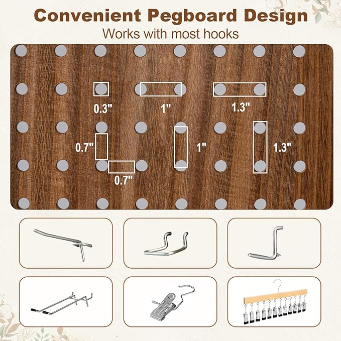 Giantex 4 Panel Pegboard Display & Room Divider, 5.6FT Folding Pegboard Stand - Image 4