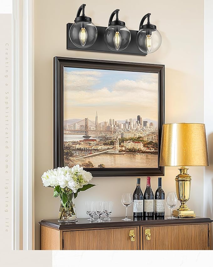 Beionxii Black Bathroom Vanity Light, 3-Light Bathroom Light Fixtures - Image 6