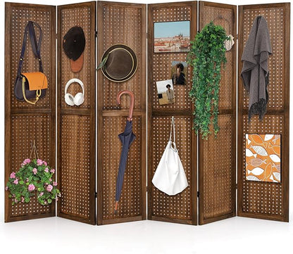 Giantex 6 Panel Pegboard Display & Room Divider, 5.6FT Folding Pegboard Stand by Giantex