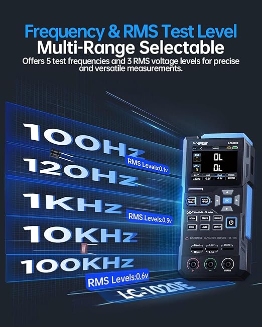 FNIRSI LC1020E 100kHz LCR Meter, Auto Component Detect, Measures ESR/Q/D/θ/X - Image 4
