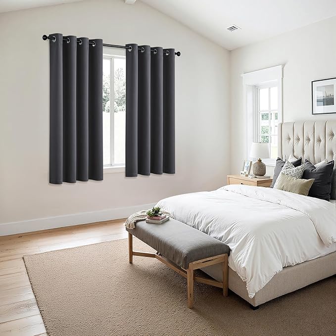 MIULEE Grey Blackout Curtains for Bedroom Living Room 63 Inches Long 2 Panels - Image 6