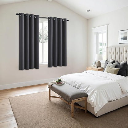 MIULEE Grey Blackout Curtains for Bedroom Living Room 63 Inches Long 2 Panels - Image 6