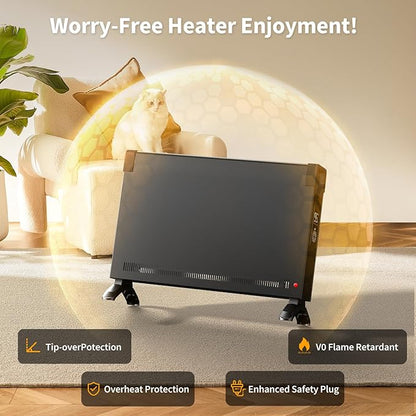 1500W Convection Panel Heater, Electric Space Heaters - Image 5