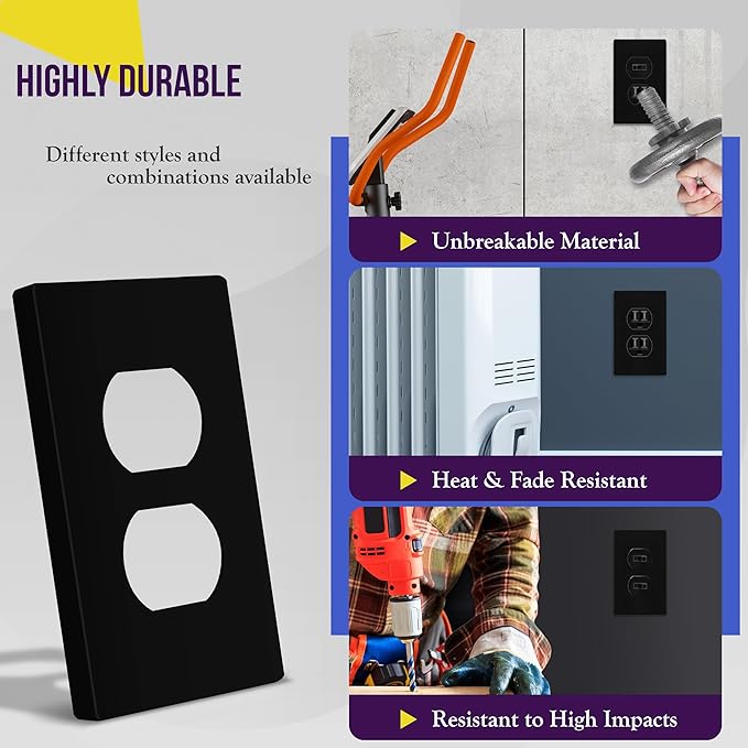 ENERLITES Screwless Duplex Wall Plate, Child Safe Receptacle Outlet Cover - Image 4