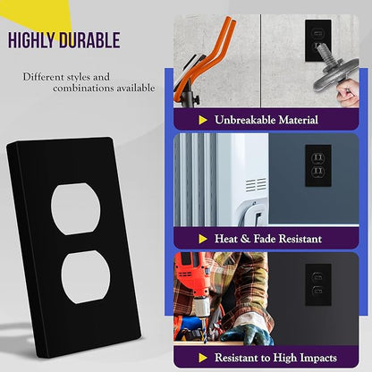 ENERLITES Screwless Duplex Wall Plate, Child Safe Receptacle Outlet Cover - Image 4
