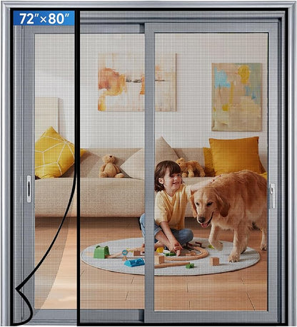 Magnetic Screen Door Mesh Left Right Side Opening Upgraded PET Material Mesh by Longeas