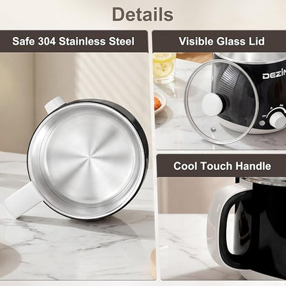 Dezin Hot Pot Electric, Rapid Noodles Cooker, Stainless Steel Electric Pot 1.6 - Image 8