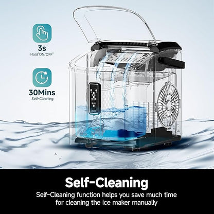 EUHOMY Ice Maker Countertop, 9 Cubes Ready in 6 Mins, Self-Cleaning, Portable - Image 5